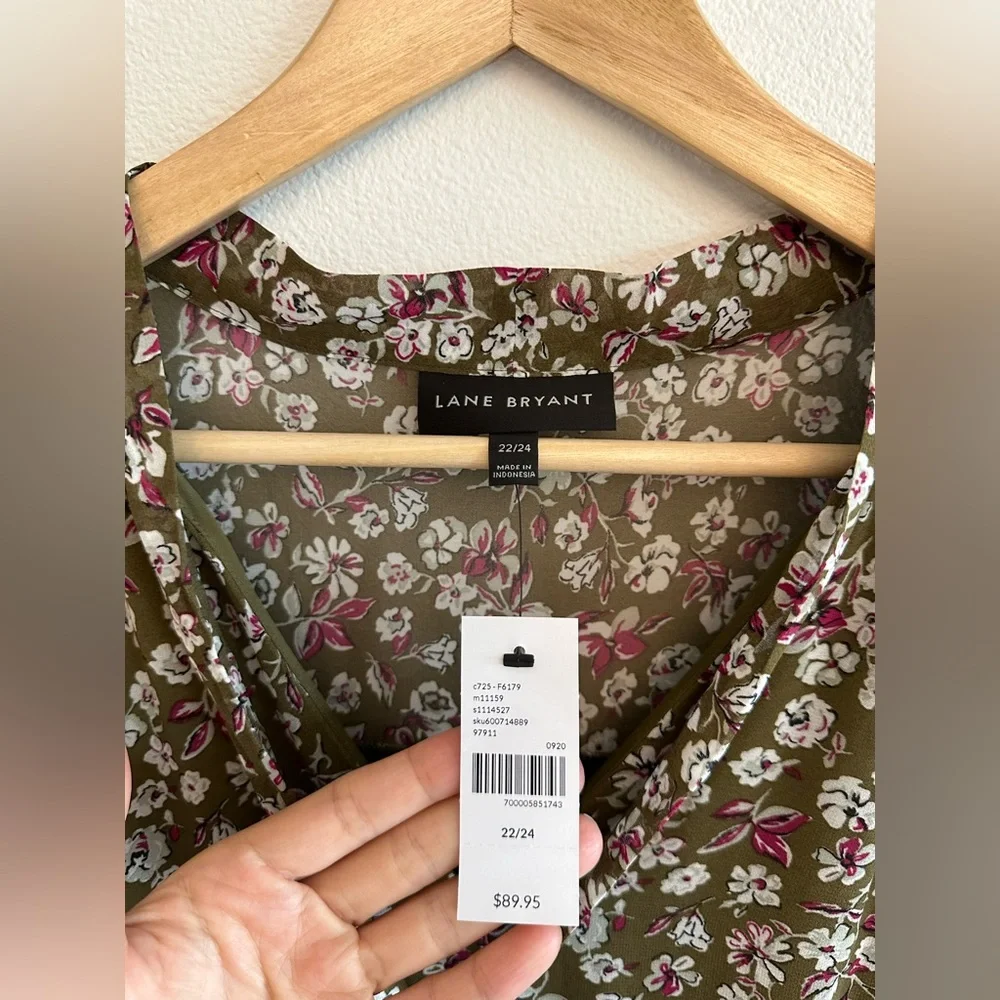 NWT Lane Bryant maxi dress. Perfect for fall. Army green size 22/24.Has pockets. - Picture 3 of 10